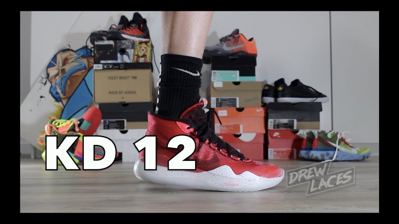 Nike KD 12 University Red on Feet