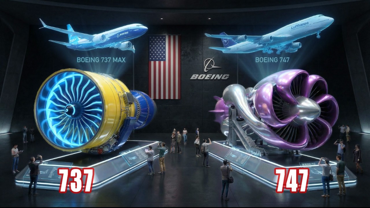 Boeing 747 против Boeing 737 | Невероятные различия в двигателях