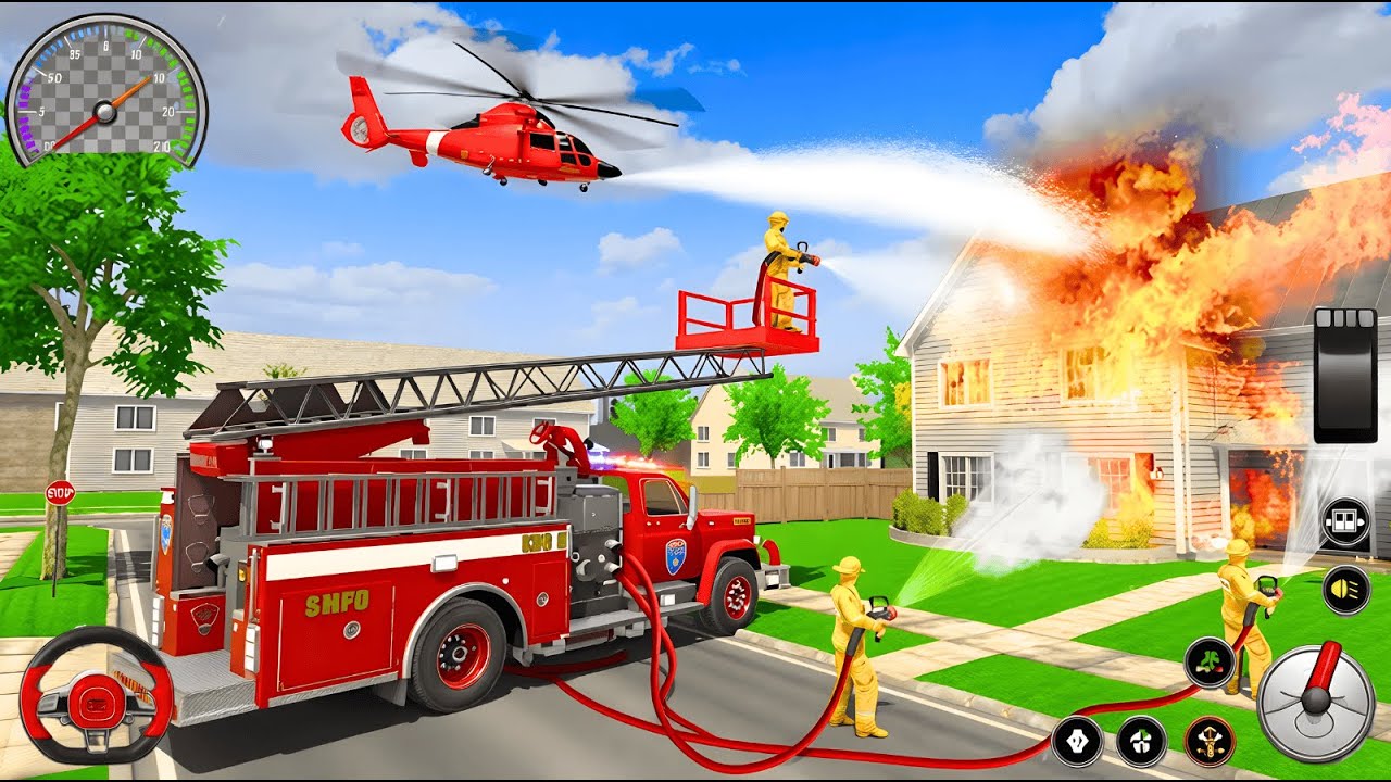Fire Truck Rescue Sim 3D Games : Firefighter Cat Rescue - Global Rescue - Android Gameplay
