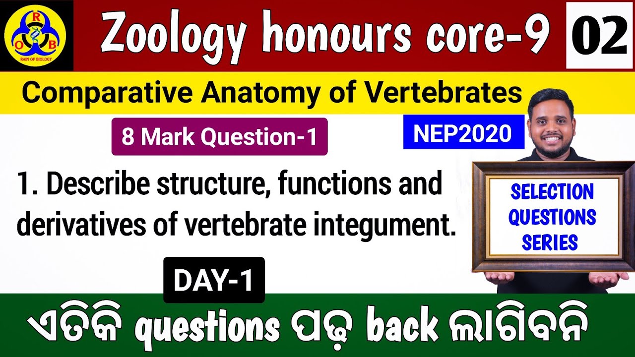 Zoology honours core9 selection questions|Comparative anatomy of Vertebrates|Zoology honours|8 mark
