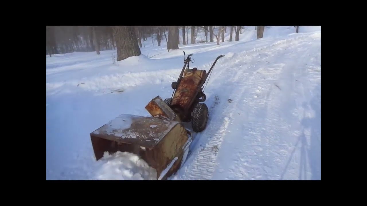 Blowing snow with the 1962 post office gravely walk behind and snow blower