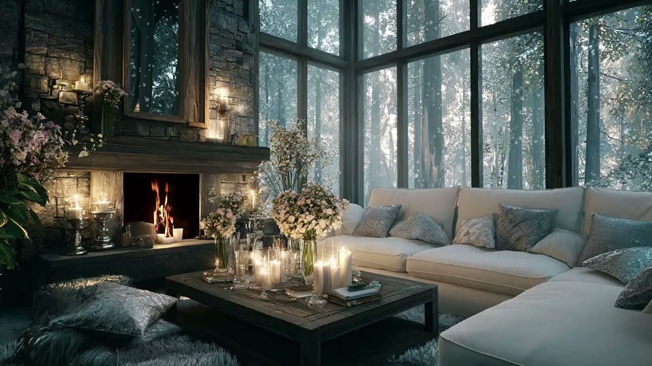 Snowfall Piano And Fire Sounds For Deep Sleep Relaxation And Cozy Winter Vibes
