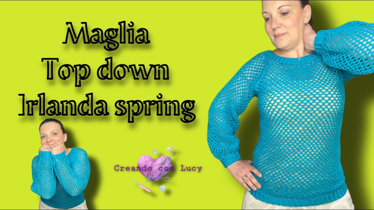 TUTORIAL MAGLIA TOP DOWN RETE DI IRLANDA #tutorialuncinetto #uncinettofacile #lucy #magliauncinetto