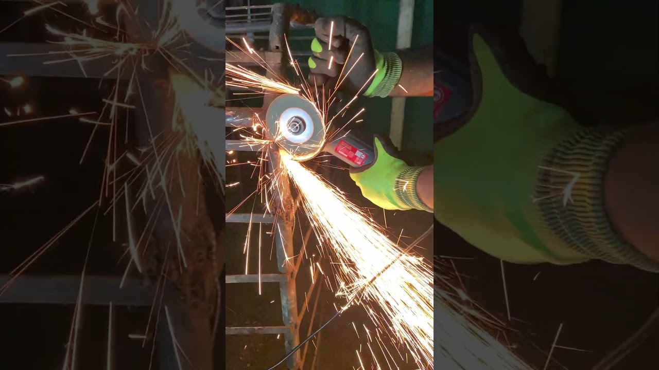 Angle Grinder Metal Cutting | Cutting Metal Bar with Sparks | Grinder Cutting Action