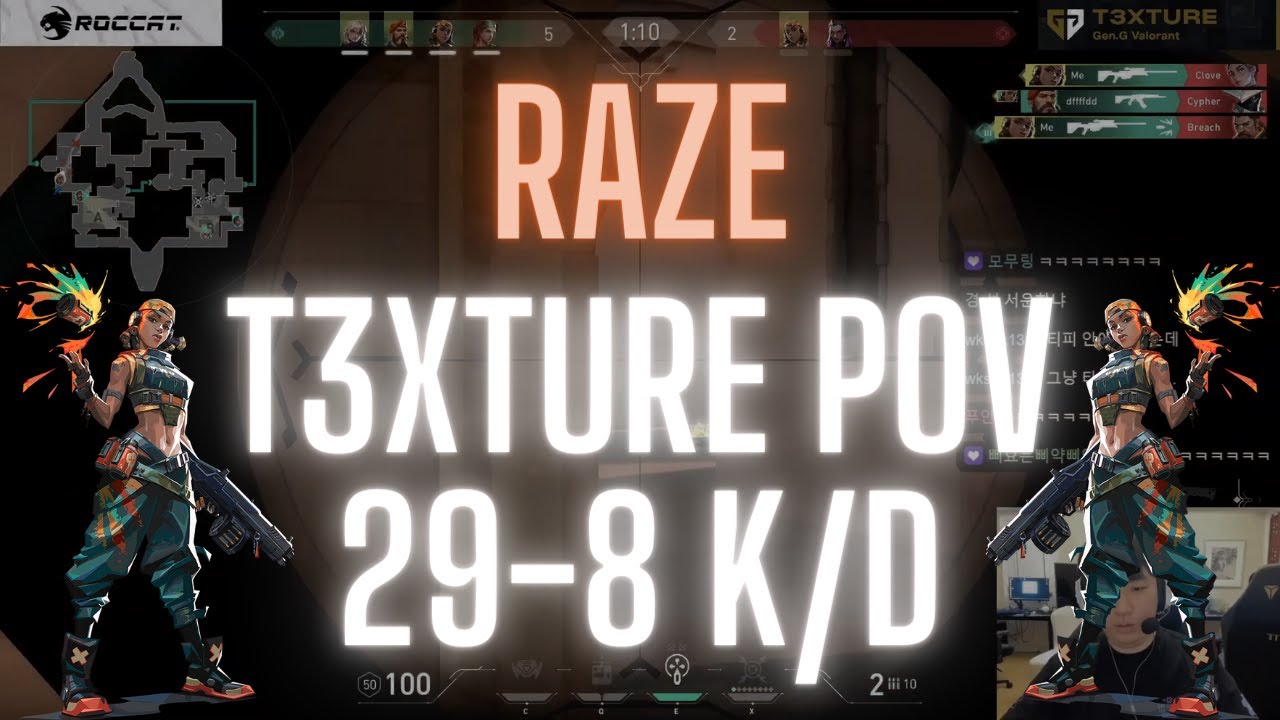 Gen.G t3xture POV Raze on Bind 29-8 K/D (VALORANT Pro POV)