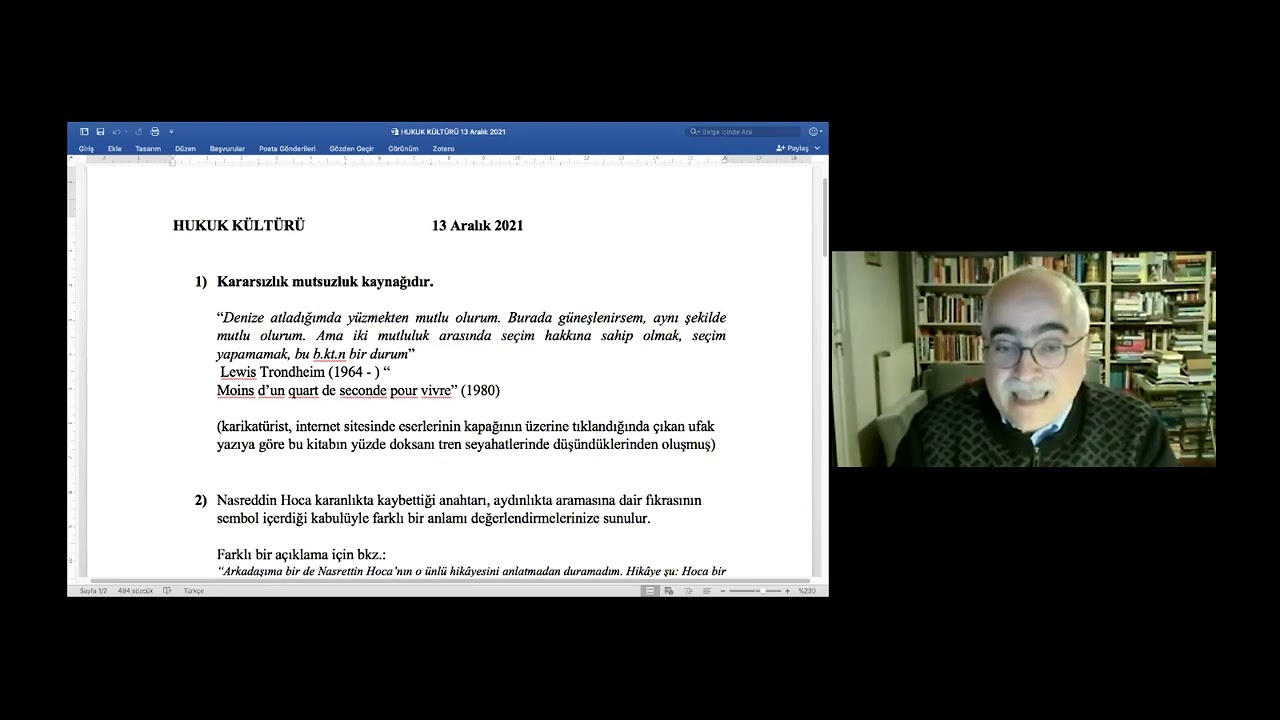 Prof. Dr. Aydın GÜLAN, Hukuk Kültürü Konuşmaları 13.12.2021