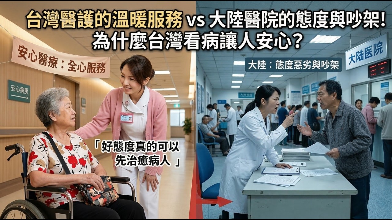 給台灣醫護服務點讚！台灣醫護的溫暖服務 vs 大陸醫院的冷漠態度！為什麼台灣看病讓人安心？台灣護士姐姐的聲音好溫柔，好態度真的可以先治愈病人…