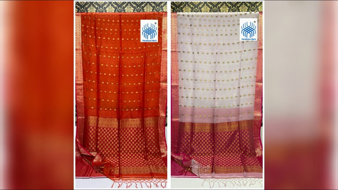 🐤Handloom pure Resham muslin jamdani benarasi  saree with designer BP 🐤Rs. 4899 only