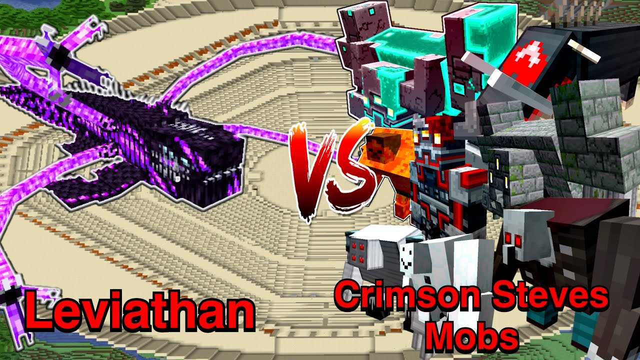 Minecraft |Mobs Battle| Leviathan (L_Ender 's Cataclysm)  VS Crimson Steve's More Mobs