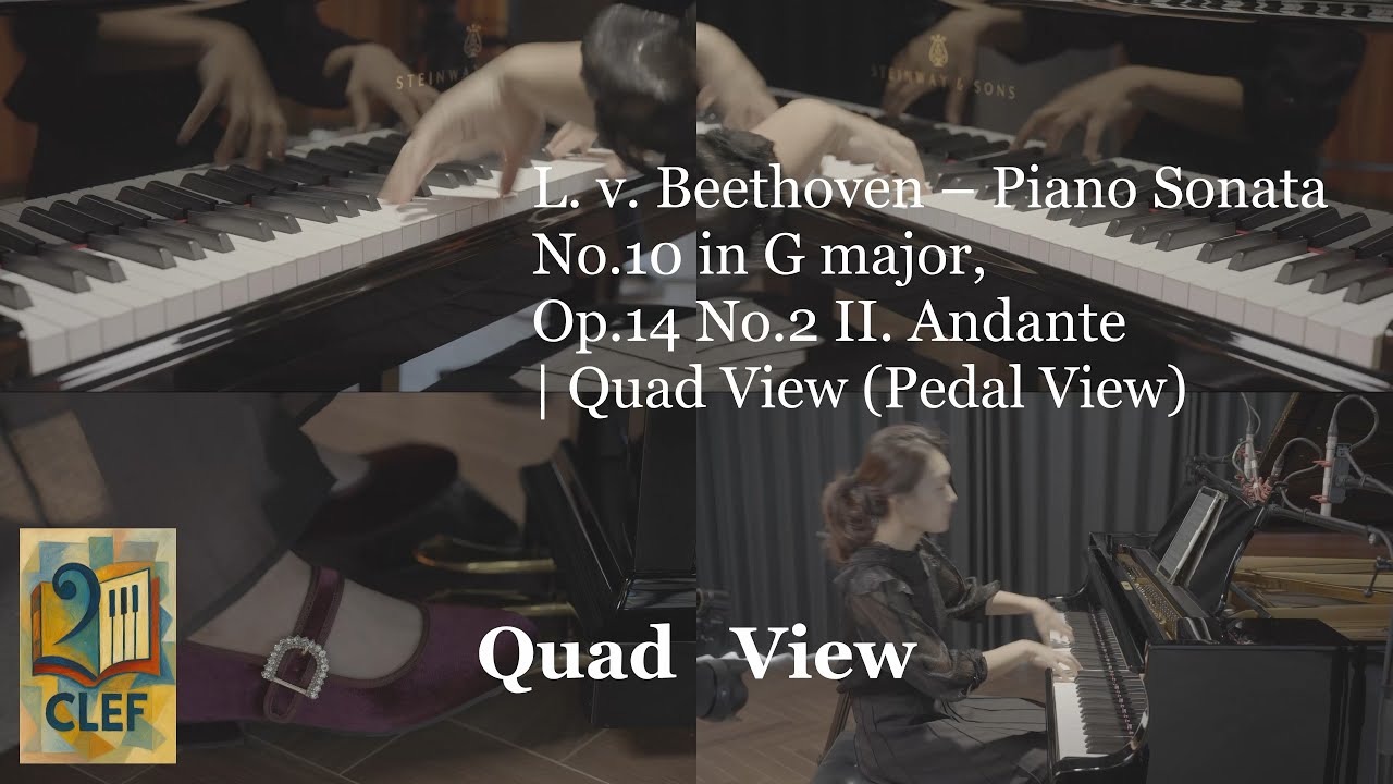 L. v. Beethoven – Piano Sonata No.10 in G major, Op.14 No.2 II. Andante | Quad View (Pedal View)