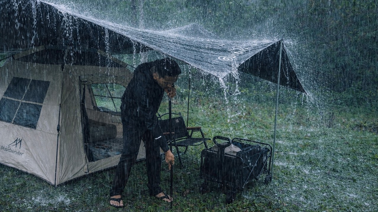 CAMPING IN THE HEAVY RAIN‼️ RELAXING CAMPING IN THE RAIN - ASMR