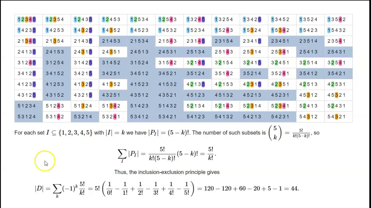 Derangements of 12345