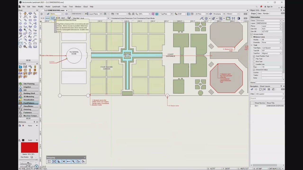 5.2b Constrained linear dimension tool - Vectorworks 2023