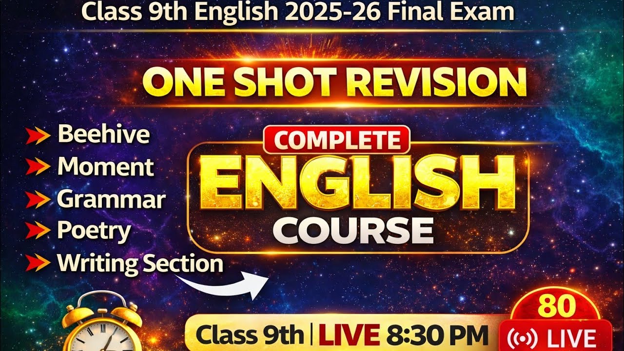 🔴Class 9 English ONE SHOT REVISION 🔥 Complete English Course | Live 8:30 PM