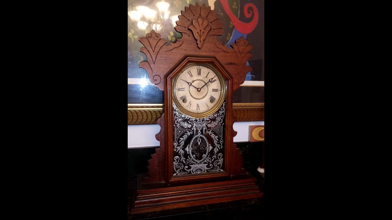 1881 E. Ingraham & Co. Eastlake Walnut Gingerbread Kitchen Clock