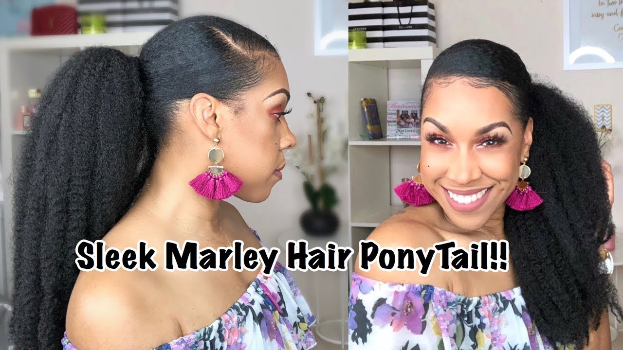 HOW TO | QUICK & EASY SLEEK MARLEY PONYTAIL + 4C NATURAL HAIR + PROTECTIVE HAIRSTYLE ON 4C HAIR