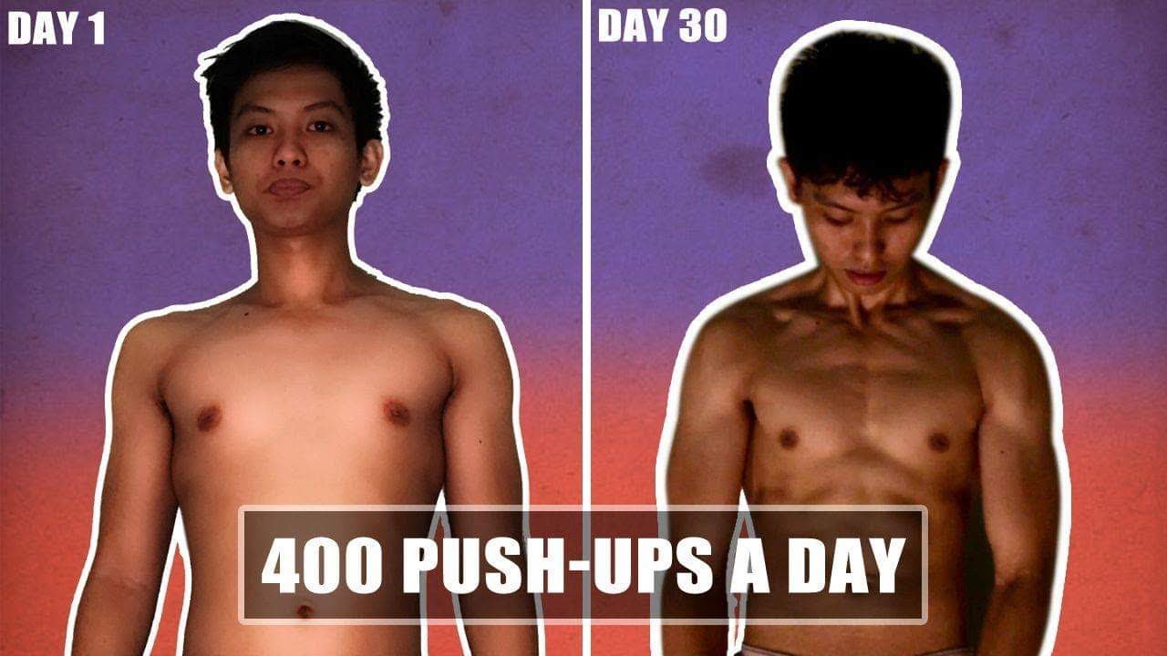 400 PUSH UPS A DAY FOR 30 DAYS CHALLENGE (My BODY RESULT)