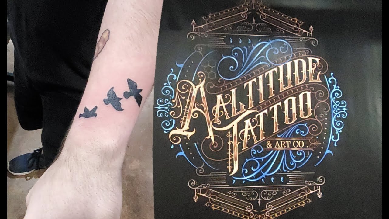 Anthony got a silhouette tattoo of 3 birds