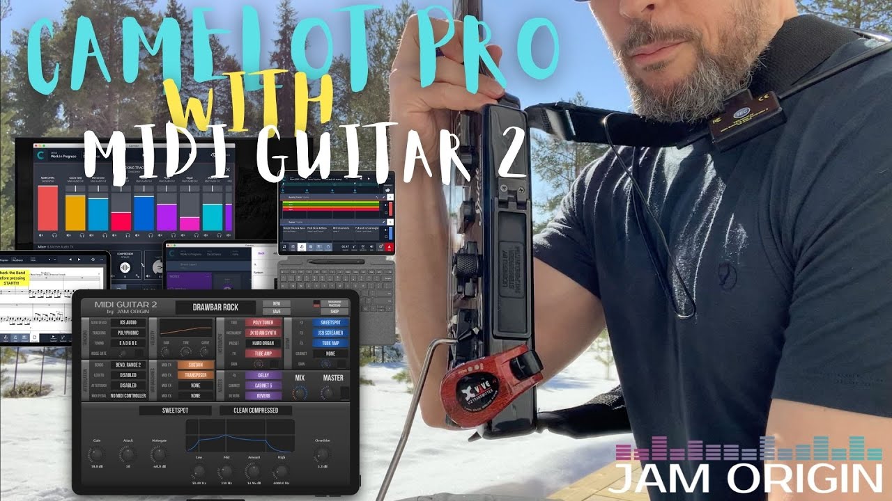 Camelot Pro with MIDI guitar 2 - an outdoors iPad wireless setup test (iOS)