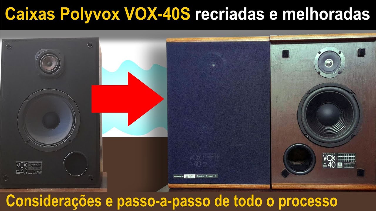 Caixa Polyvox VOX 40-S recriadas e melhoradas Considerações e passo-a-passo do processo (VENDIDA )