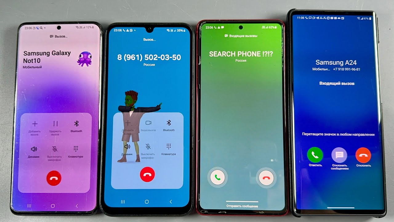 Incoming Calls Samsung Galaxy S20+ and Samsung Galaxy A24 + Samsung Galaxy Note 10 + LG Wing