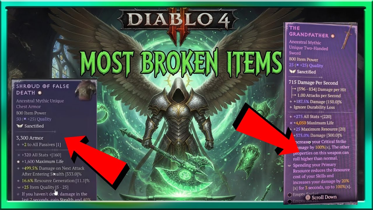 Самые имбалансные и лучшие предметы, которые можно создать в 11 сезоне Diablo 4 с помощью способн...
