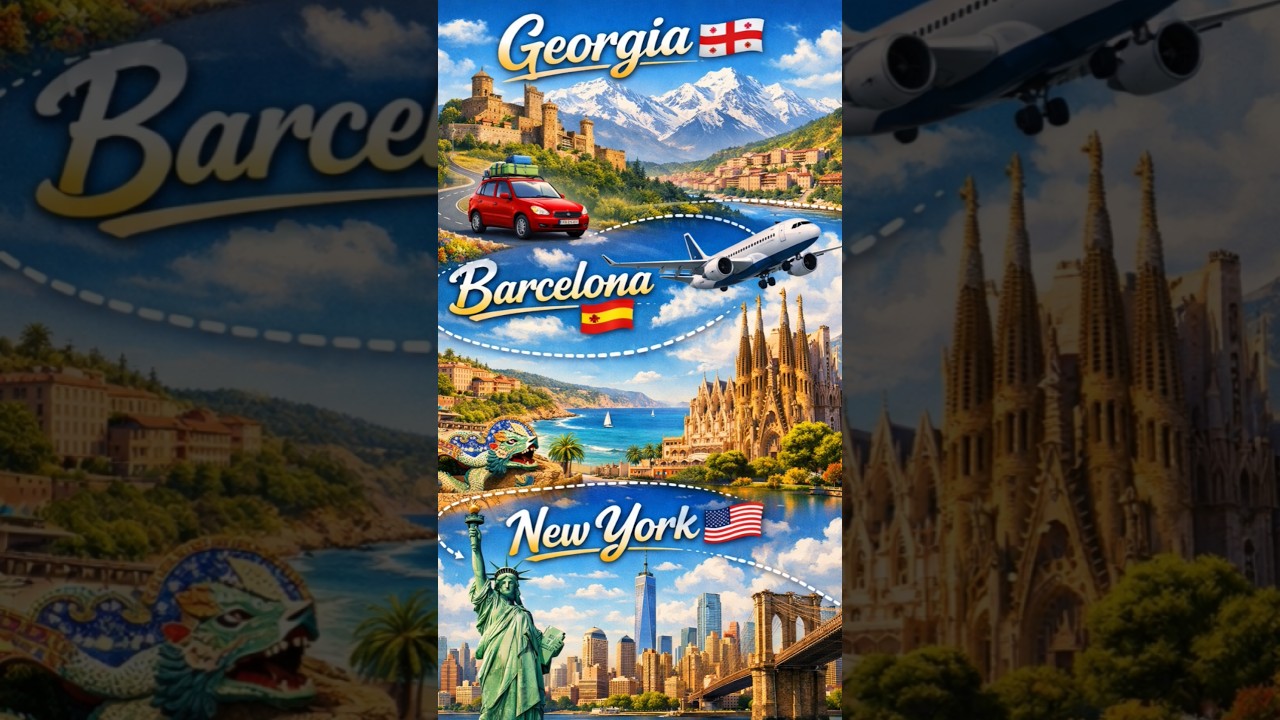 🚗 ГРУЗИЯ 🇬🇪 НА АВТОМОБИЛЕ + ✈️ ИЗ БАРСЕЛОНЫ 🇪🇸 В НЬЮ-ЙОРК 🇺🇸 &mdash; ЭПИЧЕСКОЕ ПУТЕШЕСТВИЕ! 😱🌍 #travelVibe