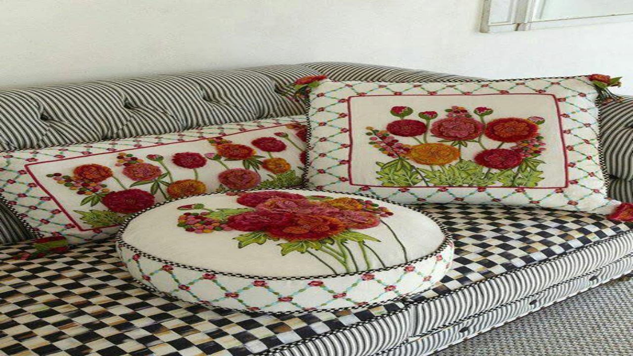 Cojines Bordados Con Cinta   IDEAS PARA DECORAR