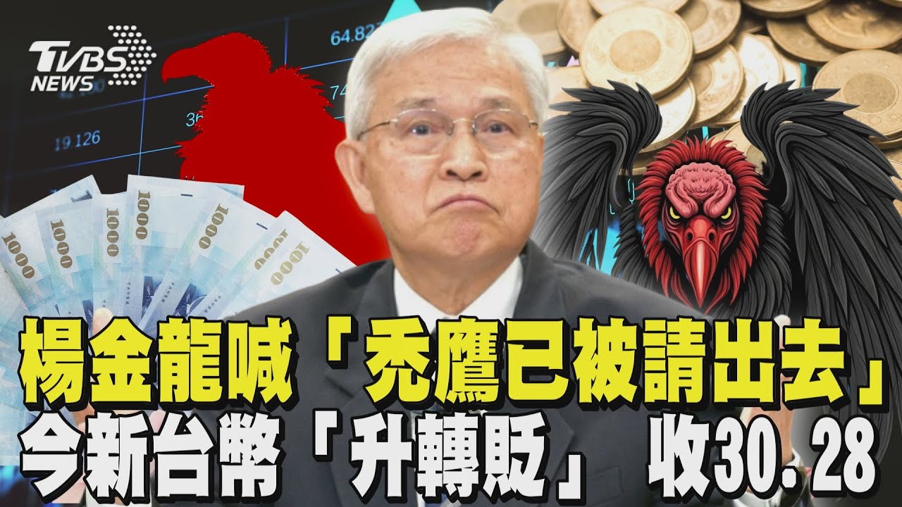 楊金龍記者會喊「禿鷹已被請出去」 今新台幣「升轉貶」收30.28 ｜TVBS新聞 