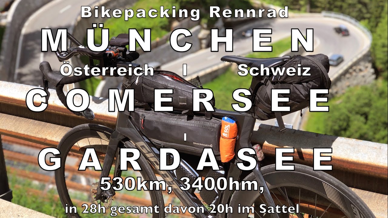 4K Bikepacking Schnelle Transalp München - Schweiz - Comersee - Gardasee  - 530km in 28h