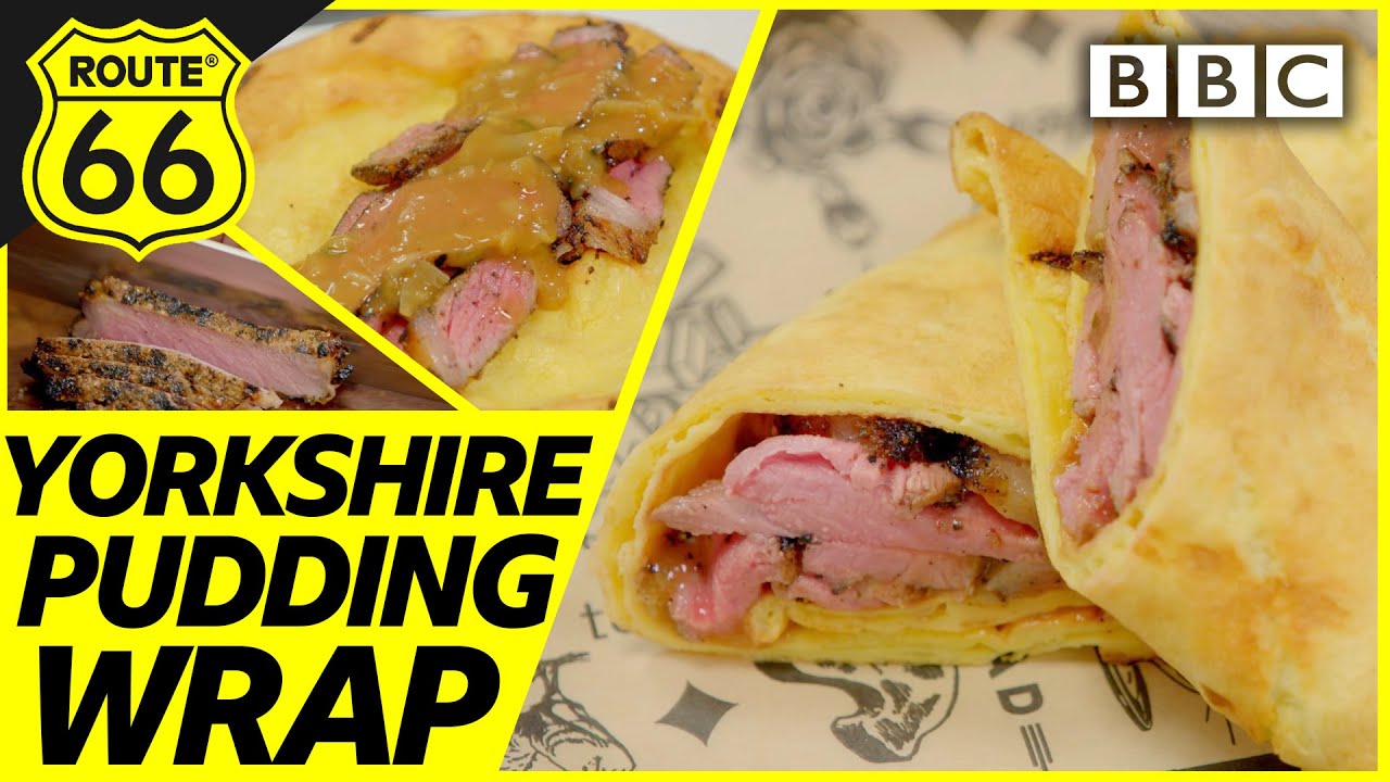 Americans try Yorkshire pudding beef wrap | Hairy Riders: Route 66 - BBC