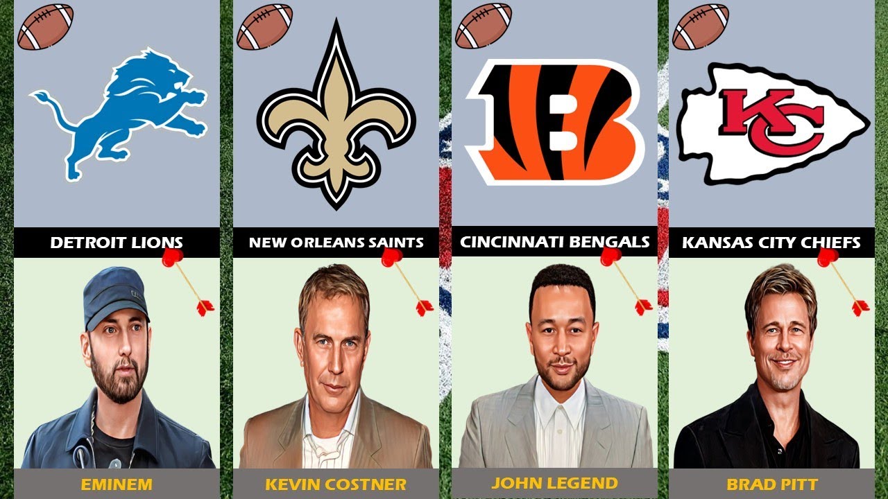 comparison: the most famous celebrity fan of every NFL team