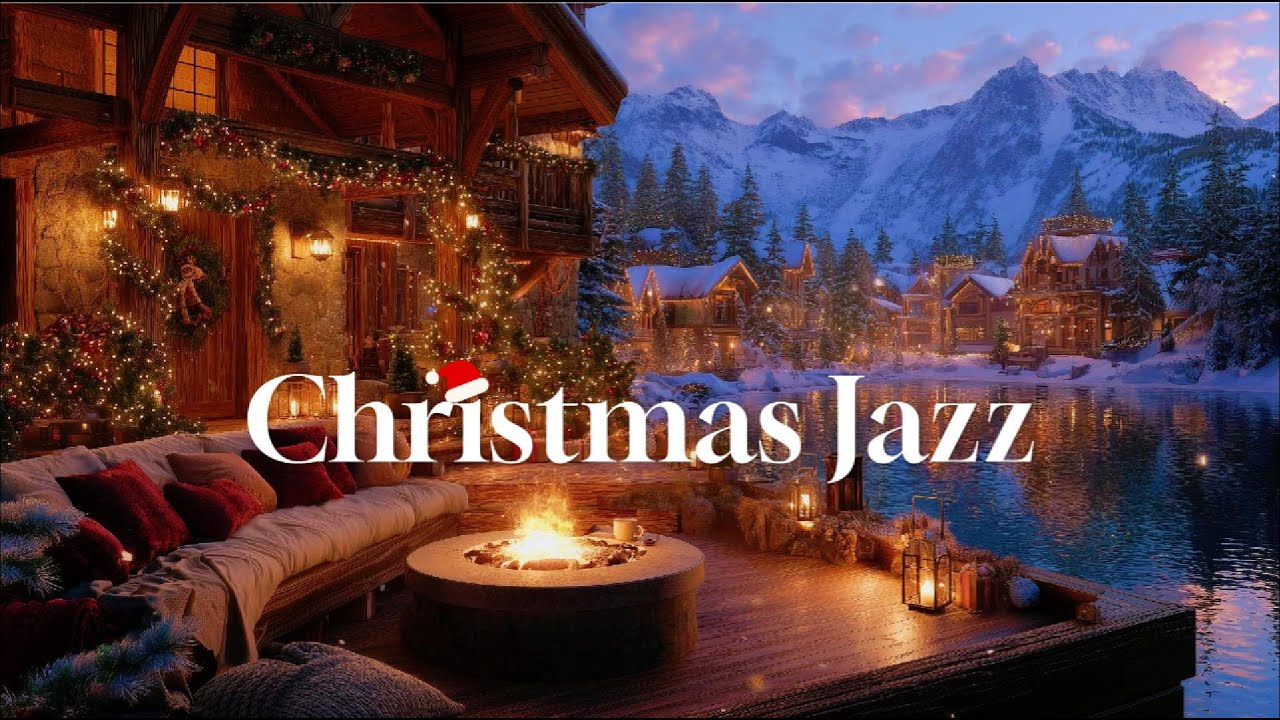 Feel the Holiday Warmth 🎄 Cozy Christmas Jazz Fireplace & Snowy Café Ambience