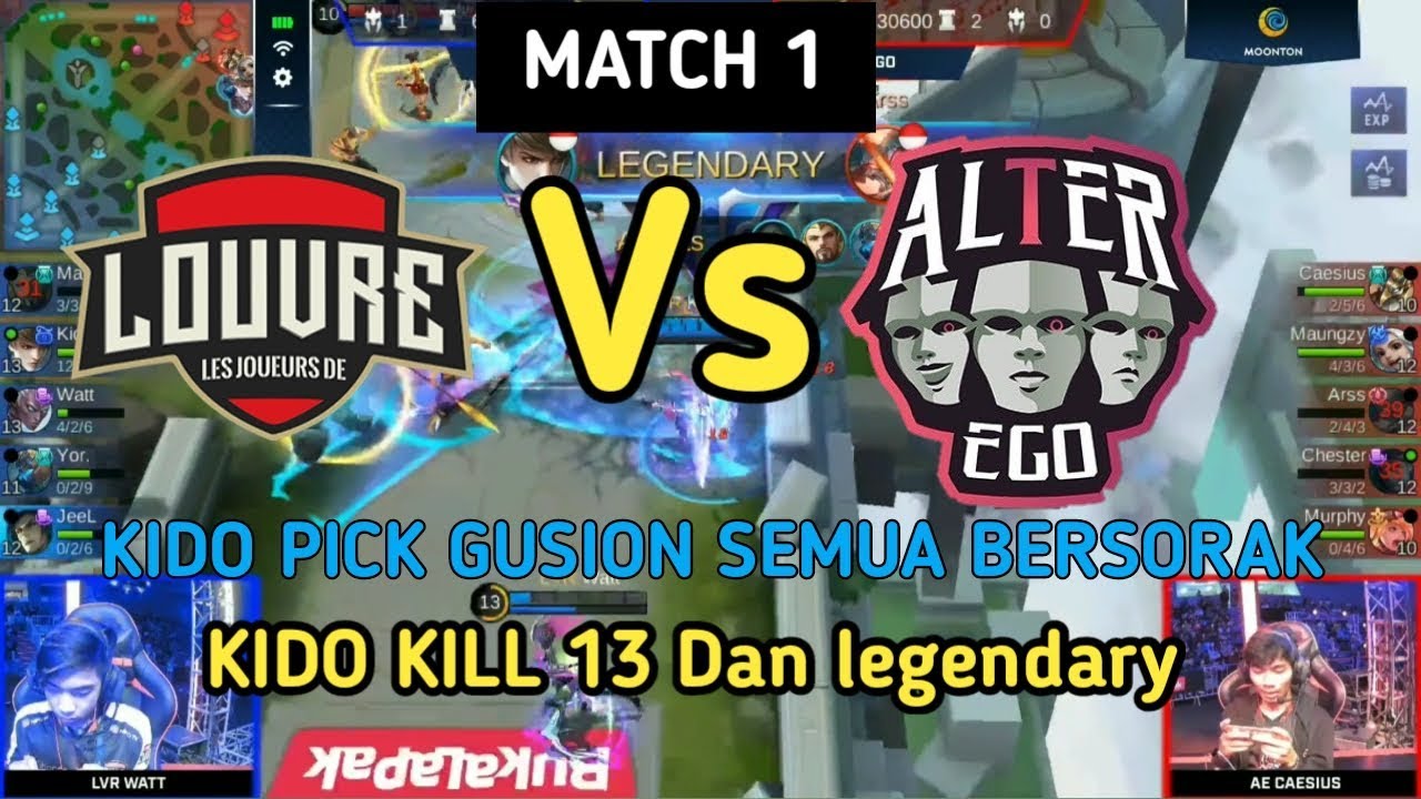 LOUVRE KIDO MENGAMUK  PAKE GUSION LOUVRE VS ALTER EGO MATCH 1 MPL SEASON 3 DAY 2