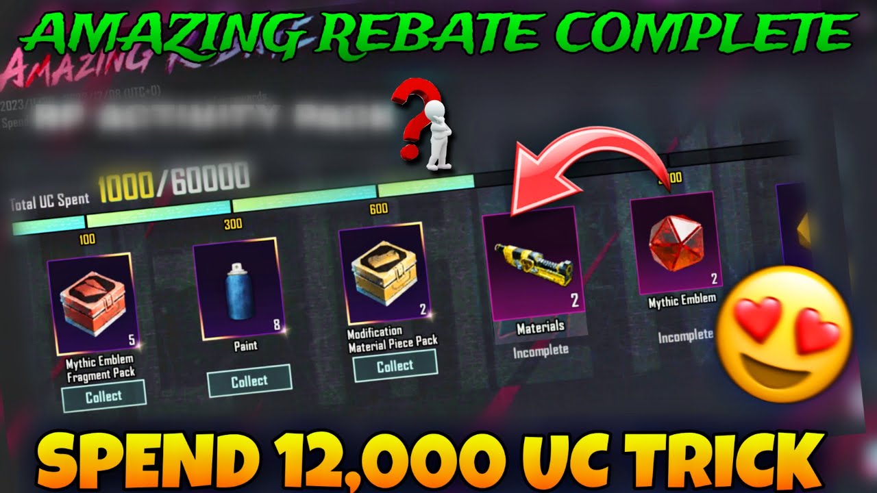 ✅ Spend 12,000 UC Trick 🫨 &para; Amazing Rebate Event Trick &para; Complete Amazing Rebate UC Spend &para; PUBGM
