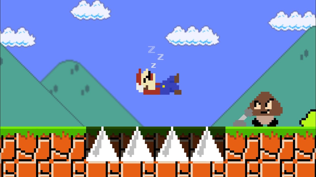 Mario Does Nothing and Still Wins While Sleeping in Super Mario Bros!