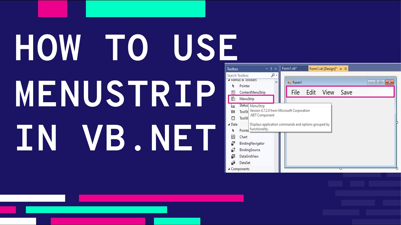 HOW TO USE MENU STRIP IN VB.NET | PROPERTIES AND EVENTS  | VISUAL BASIC TUTORIAL
