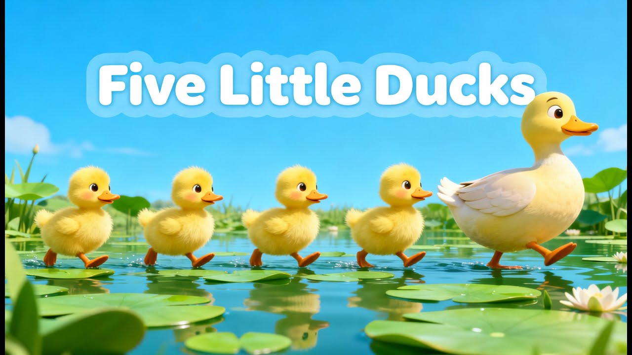 Five Little Ducks Fun Song | Bright 3D Nursery Rhyme for Babies