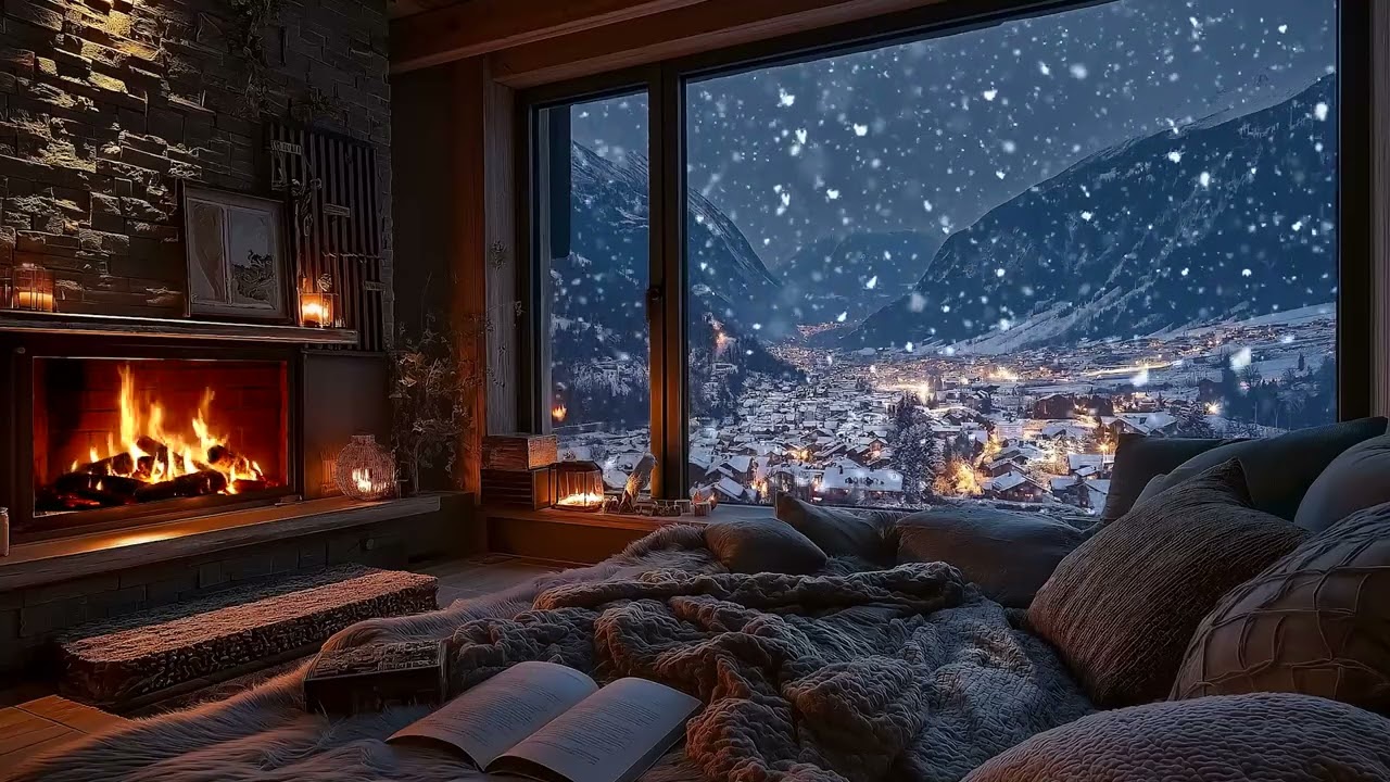 When Snow Sleeps | Cozy Fire and Soft Winter Wind Ambience for Deep Calm Nights and Relax