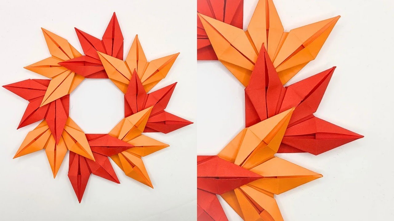 Origami AUTUMN WREATH 🍁 How to make a paper wreath