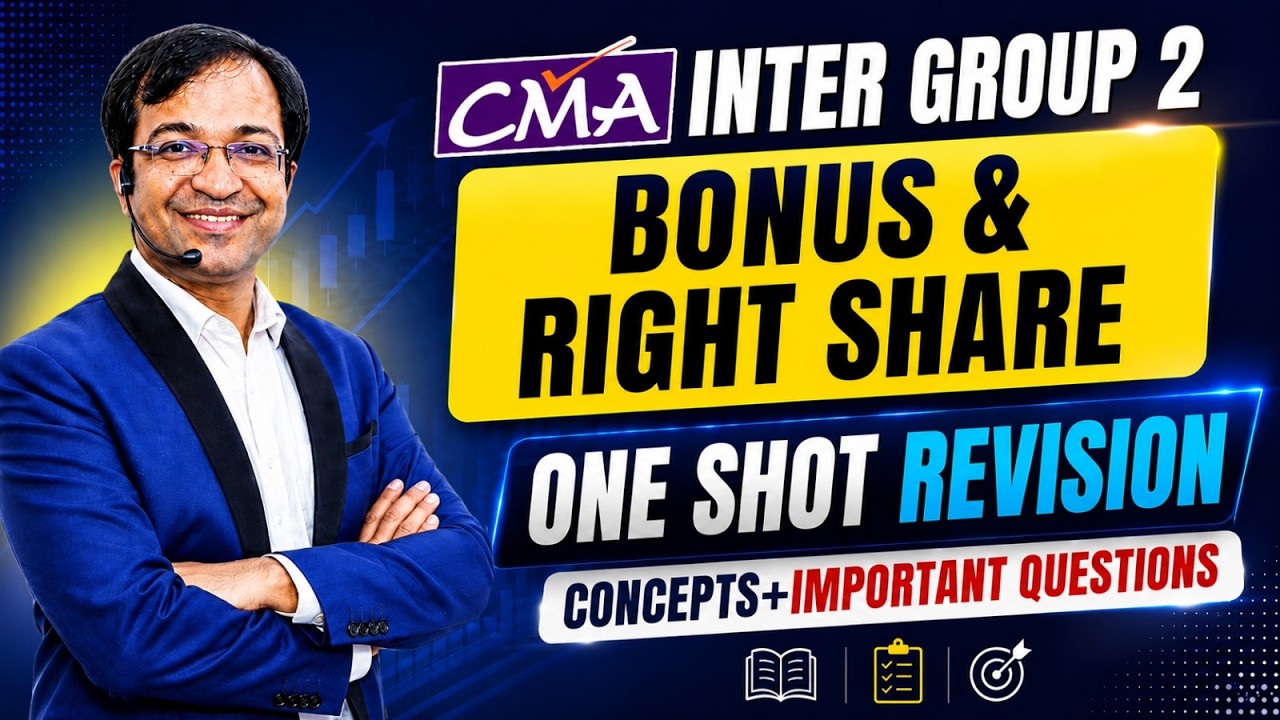 CMA Inter Corporate Accounting: Bonus & Right Shares All Concepts & PYQs | Abhimanyyu Agarrwal