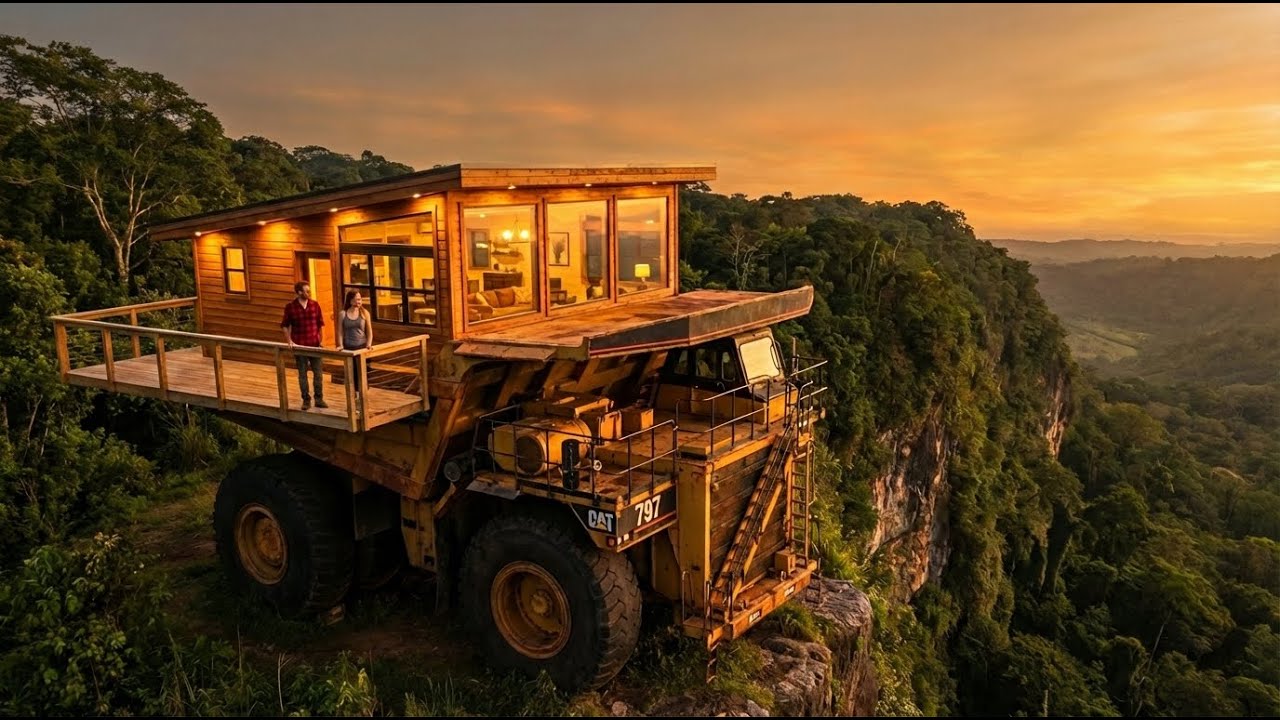 Couple Turns Abandoned 400-Ton Truck in Jungle Into a LUXURY  Home | Forest & Ocean ASMR Bu