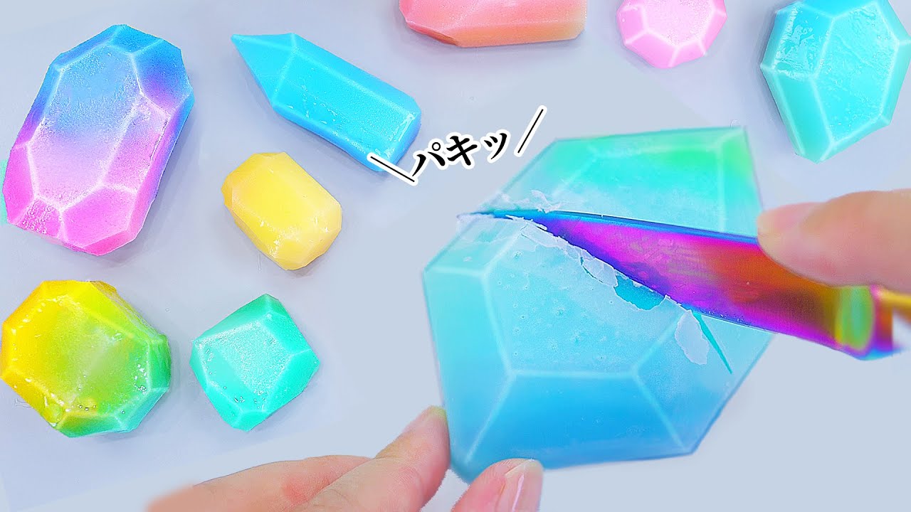 癒しのパキパキ宝石作ってみた【作り方】　Wax Slime Cutting 【DIY】