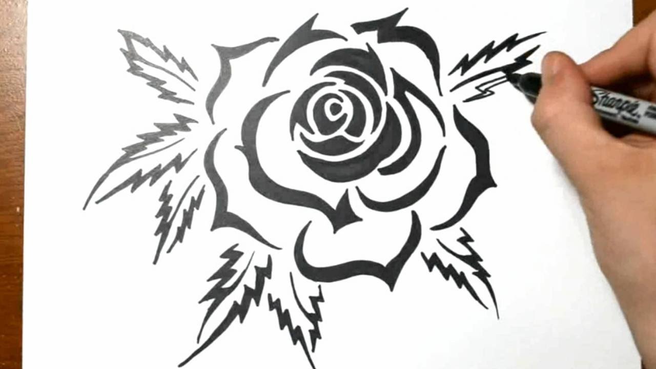 How to Draw a Tribal Rose Tattoo Design