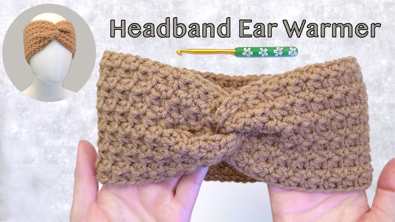 Crochet Twisted Headband, Ear Warmer - Trinity Stitch Pattern