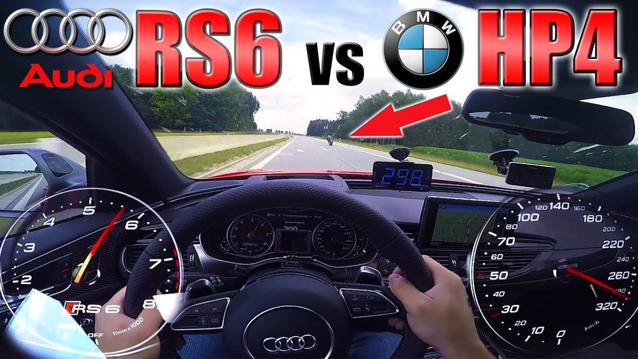 RS6 Performance chasing BMW HP4 Superbike on German Autobahn ✔