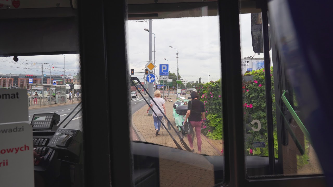 Poland, Szczecin, bus 75 ride from plac Kościuszki to Dworzec główny