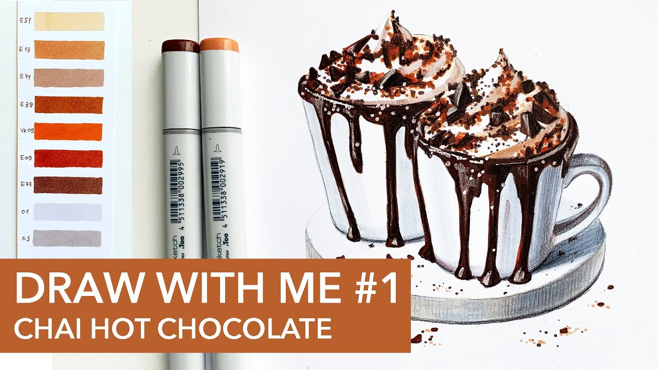 Draw Hot Chocolate with Copic Markers