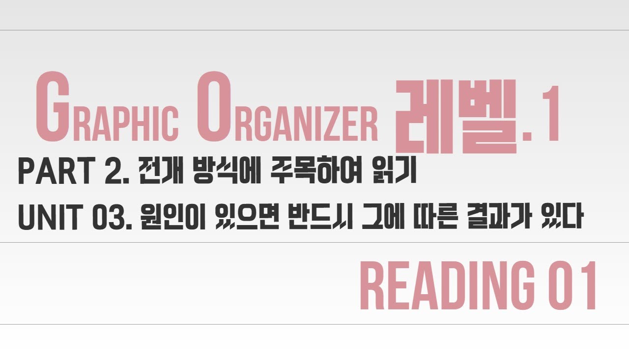 PART 2. 전개 방식에 주목하여 읽기 Unit 03. 원인이 있으면 반드시 그에 따른 결과가 있다 Reading01