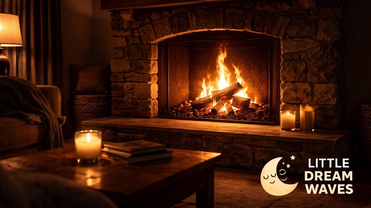 3 Hours Cozy Fireplace & Night Wind 🔥🌙 | Relaxing Warm Fire Sounds for Deep Sleep
